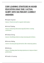 D389 LEARNING STRATEGIES IN HIGHER&NewLine;EDUCATION UXM3 TASK 1 ACTUAL&NewLine;SCRIPT WITH 100 PERCENT CORRECT&NewLine;ANSWERS