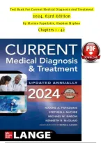 Test Bank For Current Medical Diagnosis And Treatment &NewLine;2024&comma; 63rd Edition&NewLine;By Maxine Papadakis&comma; Stephen Mcphee&NewLine;Chapters 1 - 42