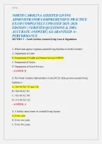 North Carolina Assisted Living Administrator Comprehensive Practice Exam 