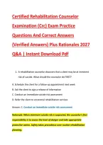 Certified Rehabilitation Counselor &NewLine;Examination &lpar;Crc&rpar; Exam Practice &NewLine;Questions And Correct Answers &NewLine;&lpar;Verified Answers&rpar; Plus Rationales 2027 &NewLine;Q&A &vert; Instant Download Pdf