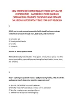NEW HAMPSHIRE COMMERCIAL PESTICIDE APPLICATOR &NewLine;CERTIFICATION &ndash; CATEGORY F6 FOOD HANDLER &NewLine;EXAMINATION COMPLETE QUESTIONS AND DETAILED &NewLine;SOLUTIONS LATEST UPDATE THIS YEAR JUST RELEASED 