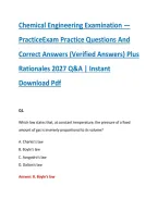 Chemical Engineering Examination &mdash; &NewLine;PracticeExam Practice Questions And &NewLine;Correct Answers &lpar;Verified Answers&rpar; Plus &NewLine;Rationales 2027 Q&A &vert; Instant &NewLine;Download Pdf
