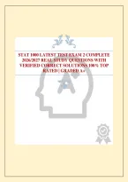 STAT 1000 LATEST TEST EXAM 2 COMPLETE 2026&sol;2027 REAL STUDY QUESTIONS WITH VERIFIED CORRECT SOLUTIONS 100&percnt; TOP RATED &vert; GRADED A&plus;