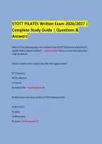 STOTT PILATES Written Exam 2026&sol;2027 &vert; &NewLine;Complete Study Guide &vert; Questions & Answers &NewLine; &NewLine;