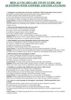 HESI A2 VOCABULARY STUDY GUIDE&comma; 2026 QUESTIONS WITH ANSWERS AND EXPLANATIONS