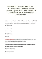 NURS 6531&colon; ADVANCED PRACTICE&NewLine;CARE OF ADULTS FINAL EXAM&NewLine;2026&sol;2027 QUESTIONS AND VERIFIED&NewLine;ANSWERS&vert; GRADE A&plus;&vert;WALDEN&NewLine;UNIVERSITY