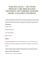 NURS 6531 EXAM 1 - ADVANCED&NewLine;PRIMARY CARE PREPARATION&NewLine;QUESTIONS AND VERIFIED ANSWERS&vert;&NewLine;GRADE A&plus;&vert;WALDEN UNIVERSITY