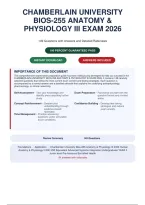 Chamberlain University BIOS-255 Anatomy & Physiology III Exam 2026 &vert; 149 Questions with Answers&comma; Detailed Rationales&comma; "Why Wrong" Explanations & References &vert; Chamberlain University &NewLine;