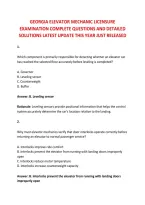 GEORGIA ELEVATOR MECHANIC LICENSURE &NewLine;EXAMINATION COMPLETE QUESTIONS AND DETAILED &NewLine;SOLUTIONS LATEST UPDATE THIS YEAR JUST RELEASED 