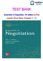 Test Bank For Essentials of Negotiation 7th Edition By Roy J&period; Lewicki&comma; Bruce Barry&comma; David M&period; Saunders ISBN 978-1260399455