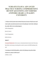 NURS 6531 EXAM 4&colon; ADVANCED&NewLine;PRACTICE NURSING COMPREHENSIVE&NewLine;REVIEW QUESTIONS AND VERIFIED&NewLine;ANSWERS&vert; GRADE A&plus;&vert;WALDEN&NewLine;UNIVERSITY