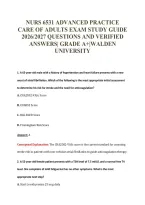 NURS 6531 ADVANCED PRACTICE&NewLine;CARE OF ADULTS - FINAL EXAM PREP&NewLine;QUESTIONS AND VERIFIED ANSWERS&vert;&NewLine;GRADE A&plus;&vert;WALDEN UNIVERSITY