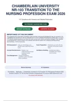  NR-103 Transition to the Nursing Profession Exam 2026 &vert; 147 Questions with Answers&comma; Detailed Rationales&comma; "Why Wrong" Explanations & References Chamberlain University&NewLine;