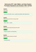 Astronomy 207&colon; Light&comma; Matter&comma; and Solar System&NewLine;Formation Questions and Answers 100&percnt; Verified