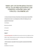 NR565 ADVANCED PHARMACOLOGY&NewLine;FINAL EXAM PREP QUESTIONS AND&NewLine;VERIFIED ANSWERS &lpar;2026&sol; 2027&NewLine;UPDATE&rpar;- CHAMBERLAIN