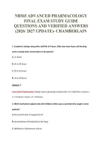 NR565 ADVANCED PHARMACOLOGY&NewLine;FINAL EXAM STUDY GUIDE&NewLine;QUESTIONS AND VERIFIED ANSWERS&NewLine;&lpar;2026&sol; 2027 UPDATE&rpar;- CHAMBERLAIN