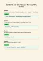 Bail bonds test Questions and Answers 100&percnt;&NewLine;Verified
