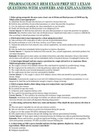 PHARMACOLOGY HESI EXAM PREP SET 1 EXAM QUESTIONS WITH ANSWERS AND EXPLANATIONS