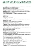 PHARMACOLOGY HESI EXAM PREP SET 2 EXAM QUESTIONS WITH ANSWERS AND EXPLANATIONS