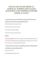 NUR 210 ADVANCED MEDICAL-&NewLine;SURGICAL NURSING FINAL EXAM&NewLine;QUESTIONS AND VERIFIED ANSWERS&vert;&NewLine;GRADE A&vert; GALEN