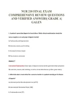 NUR 210 FINAL EXAM&NewLine;COMPREHENSIVE REVIEW QUESTIONS&NewLine;AND VERIFIED ANSWERS&vert; GRADE A&vert;&NewLine;GALEN