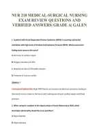 NUR 210 MEDICAL-SURGICAL NURSING&NewLine;EXAM REVIEW QUESTIONS AND&NewLine;VERIFIED ANSWERS&vert; GRADE A&vert; GALEN