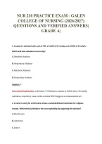 NUR 210 PRACTICE EXAM - GALEN&NewLine;COLLEGE OF NURSING &lpar;2026&sol;2027&rpar;&NewLine;QUESTIONS AND VERIFIED ANSWERS&vert;&NewLine;GRADE A&vert;
