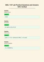 BIOL 1107 Lab Practical Questions and Answers&NewLine;100&percnt; Verified
