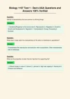 Biology 1107 Test 1 - Dee's UGA Questions and&NewLine;Answers 100&percnt; Verified