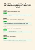 BIOL 1107&colon; Key Concepts in Biological Processes&NewLine;and Cell Structure Questions and Answers 100&percnt;&NewLine;Verified