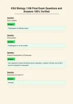 KSU Biology 1108 Final Exam Questions and&NewLine;Answers 100&percnt; Verified