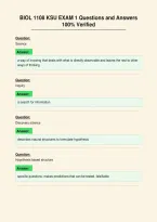 BIOL 1108 KSU EXAM 1 Questions and Answers&NewLine;100&percnt; Verified