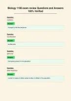 Biology 1108 exam review Questions and Answers&NewLine;100&percnt; Verified