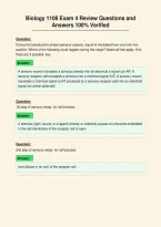 Biology 1108 Exam 4 Review Questions and&NewLine;Answers 100&percnt; Verified