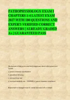 PATHOPHYSIOLOGY EXAM I &NewLine;CHAPTERS 1-4 LATEST EXAM &NewLine;2027 WITH 180 QUESTIONS AND &NewLine;EXPERT-VERIFIED CORRECT &NewLine;ANSWERS &vert; ALREADY GRADED &NewLine;A&plus; &vert; GUARANTEED PASS 