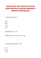 ACCUPLACER TEST 2026&sol;2027 ACTUAL &NewLine;QUESTIONS WITH VERIFIED ANSWERS & &NewLine;COMPLETE RATIONALES&comma;
