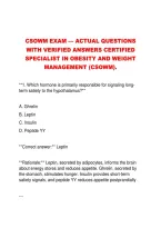 CSOWM EXAM &mdash; ACTUAL QUESTIONS &NewLine;WITH VERIFIED ANSWERS CERTIFIED &NewLine;SPECIALIST IN OBESITY AND WEIGHT &NewLine;MANAGEMENT &lpar;CSOWM&rpar;&period;