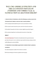 WGU C963 AMERICAN POLITICS AND&NewLine;THE US CONSTITUTION EXAM&NewLine;&lpar;VERIFIED AND CORRECT Q & A&rpar;&NewLine;SATISFACTION GUARANTEED 2026&sol;2027