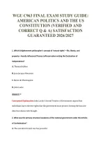 WGU C963 FINAL EXAM STUDY GUIDE&colon;&NewLine;AMERICAN POLITICS AND THE US&NewLine;CONSTITUTION &lpar;VERIFIED AND&NewLine;CORRECT Q & A&rpar; SATISFACTION&NewLine;GUARANTEED 2026&sol;2027