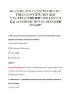 WGU C963&colon; AMERICAN POLITICS AND&NewLine;THE US CONSTITUTION &lpar;2026&NewLine;MASTERY&rpar; &lpar;VERIFIED AND CORRECT&NewLine;Q & A&rpar; SATISFACTION GUARANTEED&NewLine;2026&sol;2027