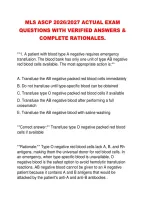 MLS ASCP 2026&sol;2027 ACTUAL EXAM &NewLine;QUESTIONS WITH VERIFIED ANSWERS & &NewLine;COMPLETE RATIONALES&period; 