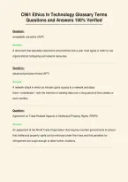 C961 Ethics In Technology Glossary Terms&NewLine;Questions and Answers 100&percnt; Verified