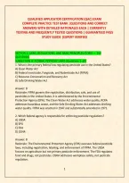 QUALIFIED APPLICATOR CERTIFICATION &lpar;QAC&rpar; EXAM &NewLine; COMPLETE PRACTICE TEST BANK &vert;QUESTIONS AND CORRECT ANSWERS WITH DETAILED RATIONALES EACH &vert; CURRENTLY  TESTING AND FREQUENTLY TESTED QUESTIONS &vert; GUARANTEED PASS STUDY GUIDE &vert;EXPERT VERIFIED 