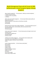 Wealth Management Exam with all Correct & 100&percnt; Verified Answers &vert;Actual Complete Update &vert;Already Graded A&plus;