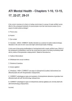 ATI Mental Health - Chapters 1-10&comma; 13-15&comma; 17&comma; 22-27&comma; 29-31 Questions with Verified Answers&NewLine;