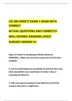 LES 305 KORETZ EXAM 1 EXAM WITH&NewLine;CORRECT &NewLine;ACTUAL QUESTIONS AND CORRECTLY &NewLine;WELL DEFINED ANSWERS LATEST &NewLine;ALREADY GRADED A&plus;