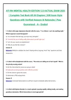 ATI RN MENTAL HEALTH EDITION 12&period;0 ACTUAL EXAM 2026 &vert; Complete Test Bank All 26 Chapters &vert; 500 Exam-Style Questions with Verified Answers & Rationales &vert; Pass Guaranteed - A&plus; Graded&NewLine;