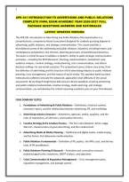 APR 241 INTRODUCTION TO ADVERTISING AND PUBLIC RELATIONS COMPLETE FINAL EXAM