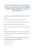 BSN 246 HESI HEALTH ASSESSMENT&NewLine;EXAM V2 - QUESTIONS AND VERIFIED&NewLine;ANSWERS &vert;100&percnt; CORRECT&vert; GRADE A&plus;&NewLine;NIGHTINGALE
