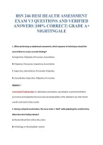 BSN 246 HESI HEALTH ASSESSMENT&NewLine;EXAM V1 COMPREHENSIVE REVIEW&NewLine;QUESTIONS AND VERIFIED ANSWERS&NewLine;&vert;100&percnt; CORRECT&vert; GRADE A&plus;&NewLine;NIGHTINGALE